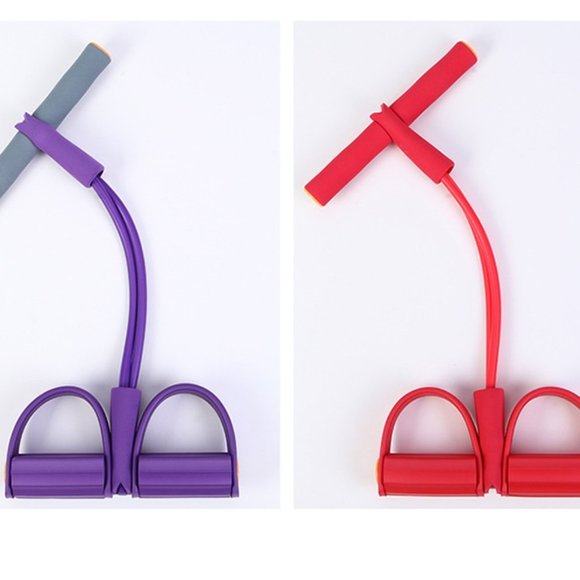 Resistance Tube for Exercise with Large Anti-Slip Pedals, 4-Tube Elastic Pull Ro - Picture 4 of 16